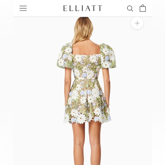 Elliatt Flora Lace Mini Dress in Green - Picture 2 of 5